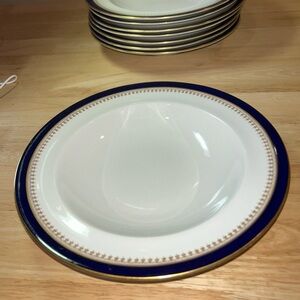 Antique Royal Worcester Vitreous 10” Pasta Shallow Bowl Cobalt Blue Gold England